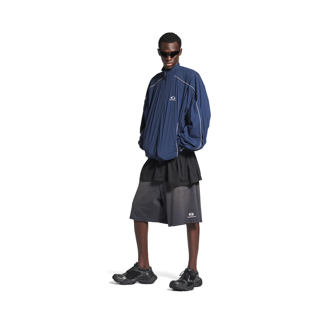 Balenciaga Chaqueta Deportiva Ancha Loop Sports Icon para Hombre en Azul Marino