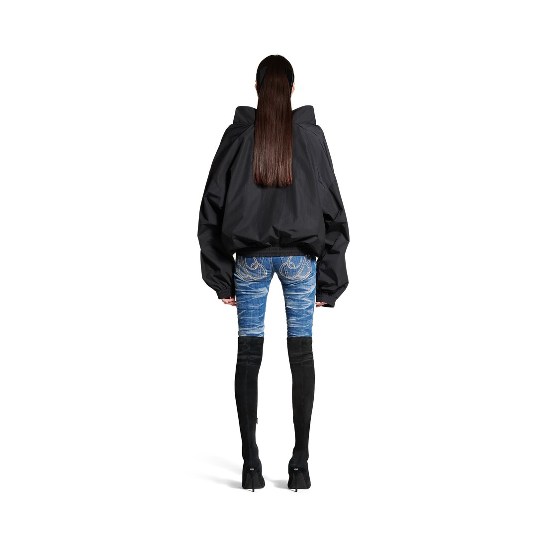 Balenciaga Chaqueta Off Shoulder Loop Sports Icon Para Mujer En Negro