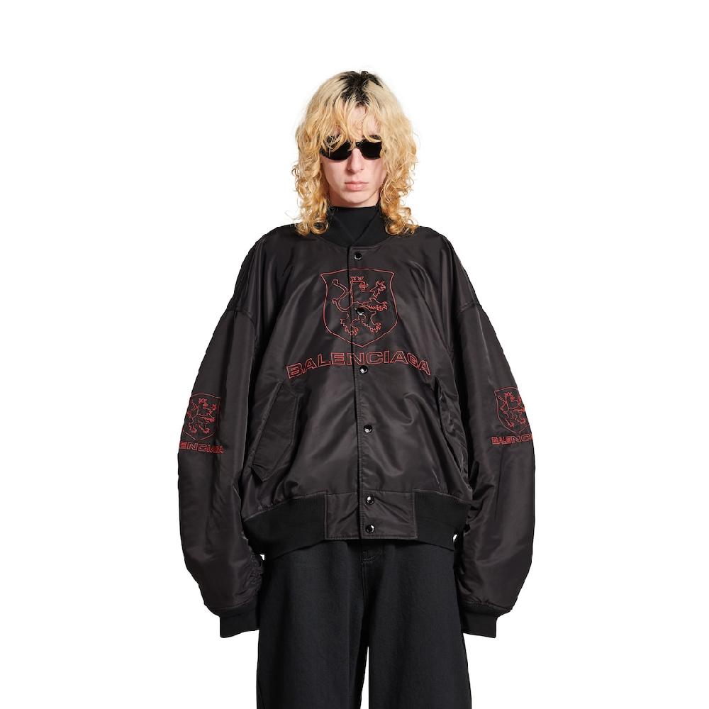 Balenciaga Chaqueta Varsity Lion Club Para Hombre En Negro
