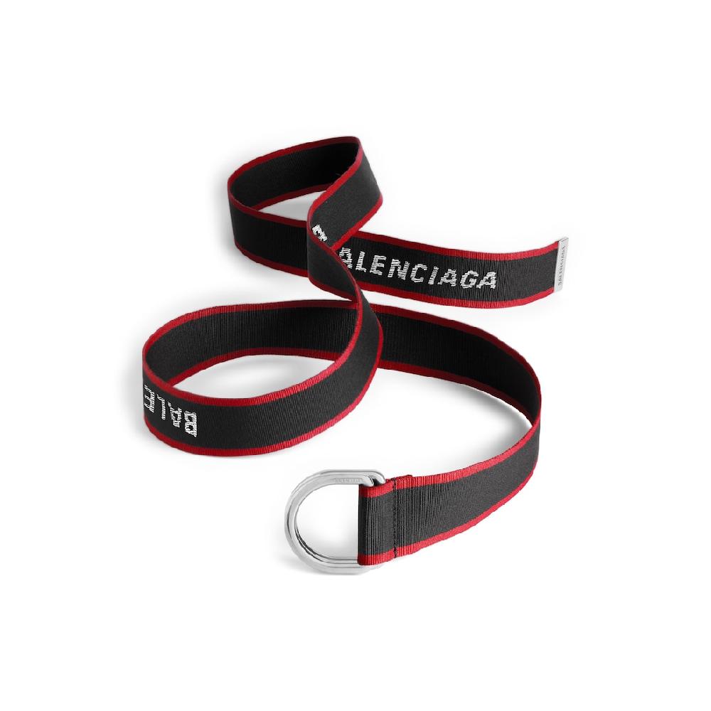Balenciaga Cinturón D Ring Para Hombre En Negro/rojo