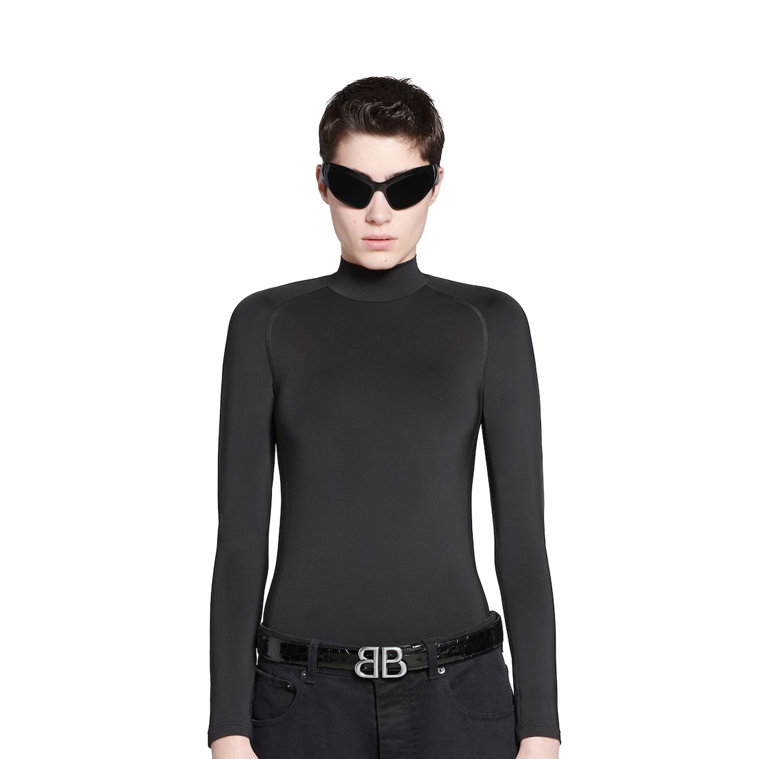 Balenciaga Cinturón Monaco Estampado Cocodrilo Para Mujer En Negro