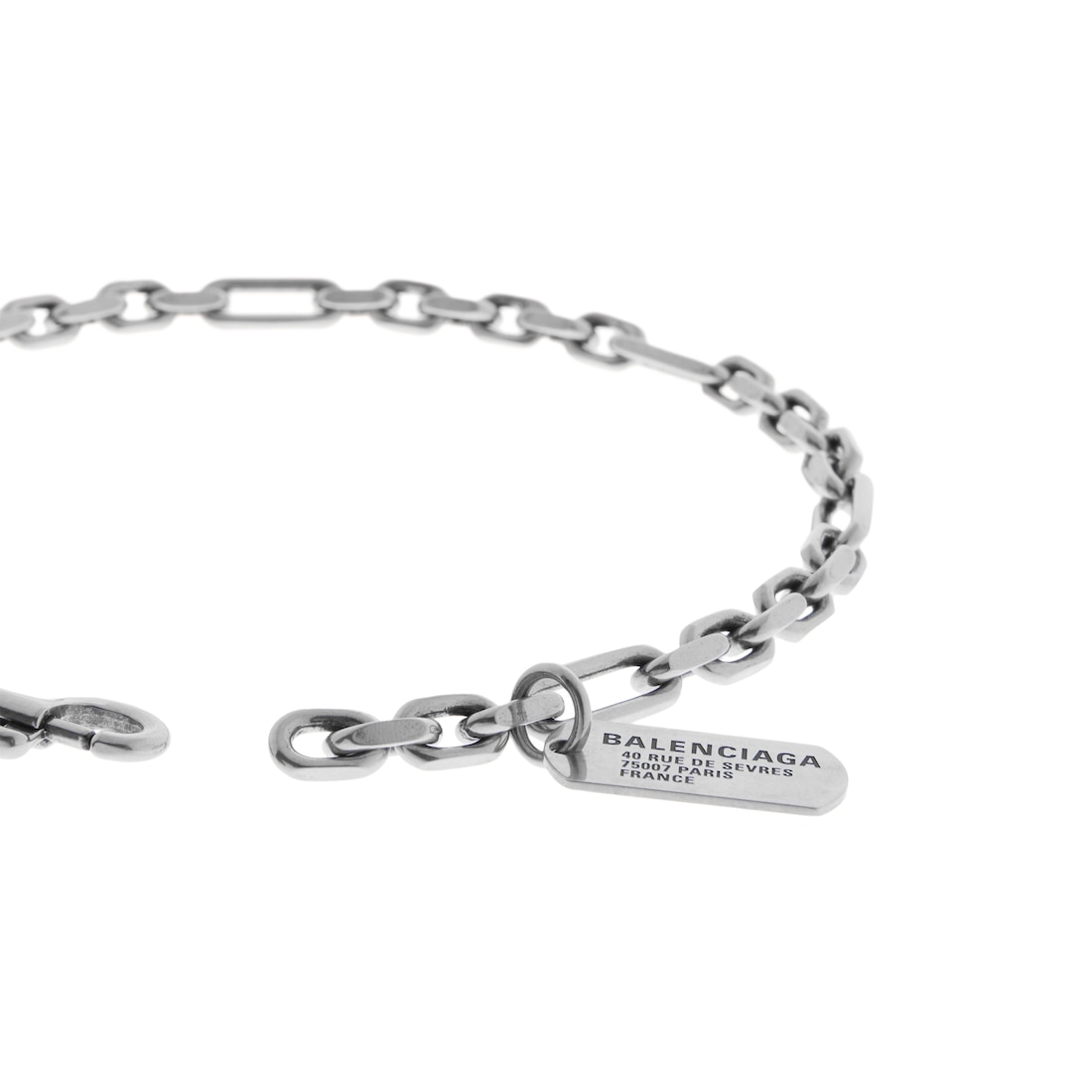 Balenciaga Collar De Mosquetón Tags Para Mujer En Plateado Antiguo