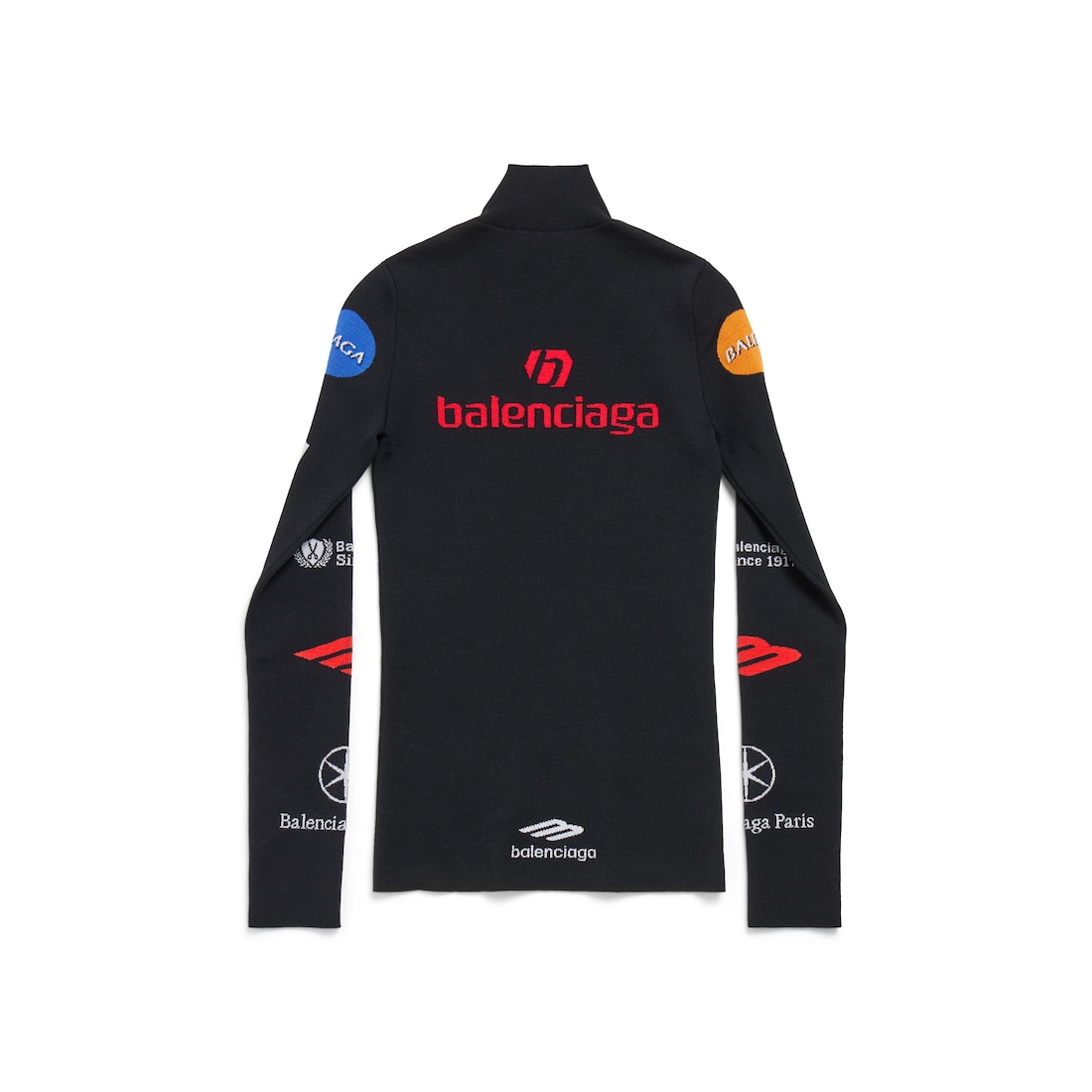 Balenciaga Cuello Cisne De Manga Larga Ski Ajustado Para Mujer En Negro