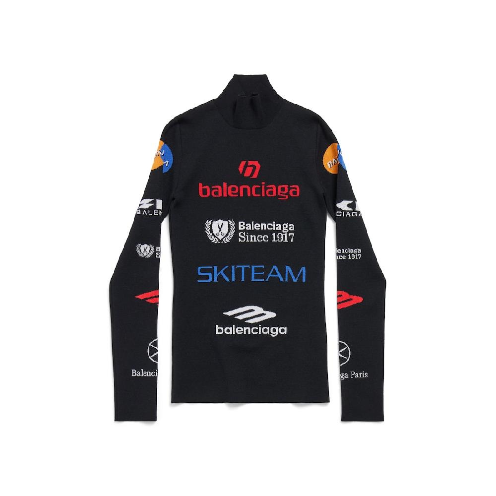 Balenciaga Cuello Cisne De Manga Larga Ski Ajustado para Mujer en Negro