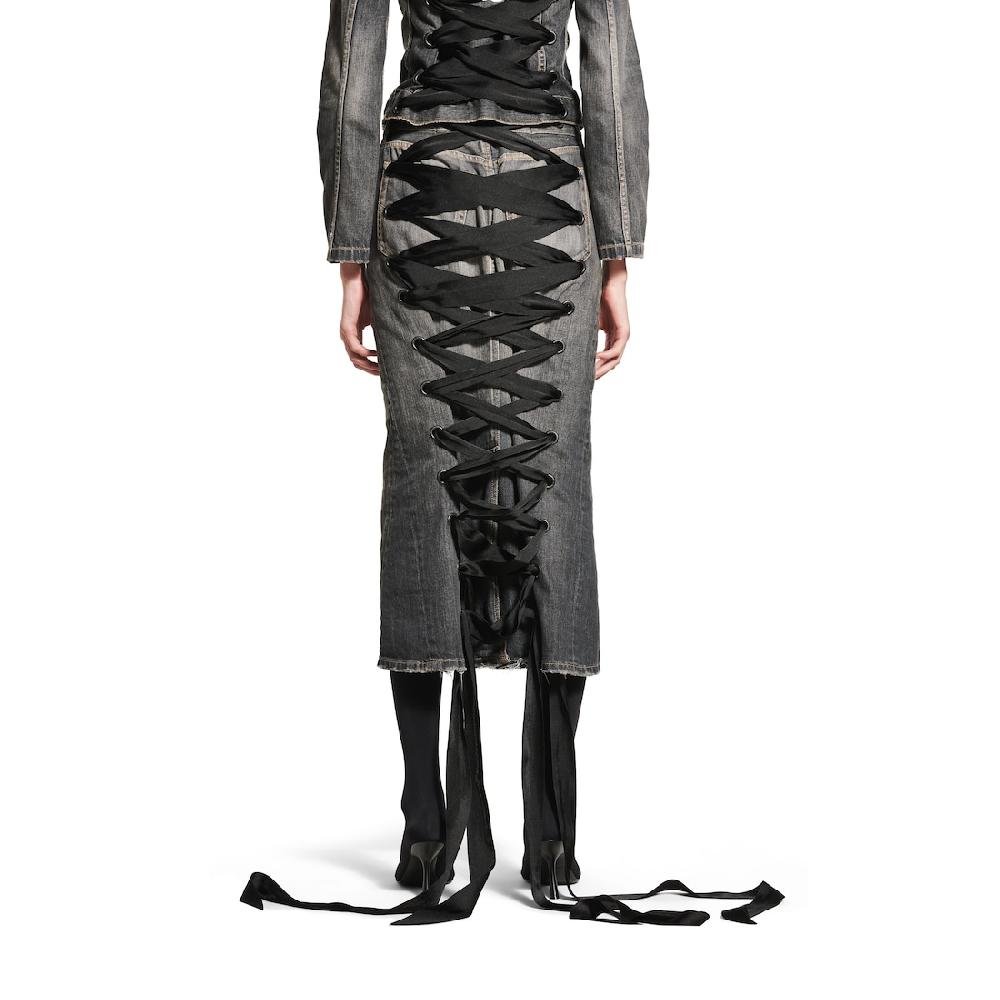 Balenciaga Falda Con Encaje Para Mujer En Gris Humo