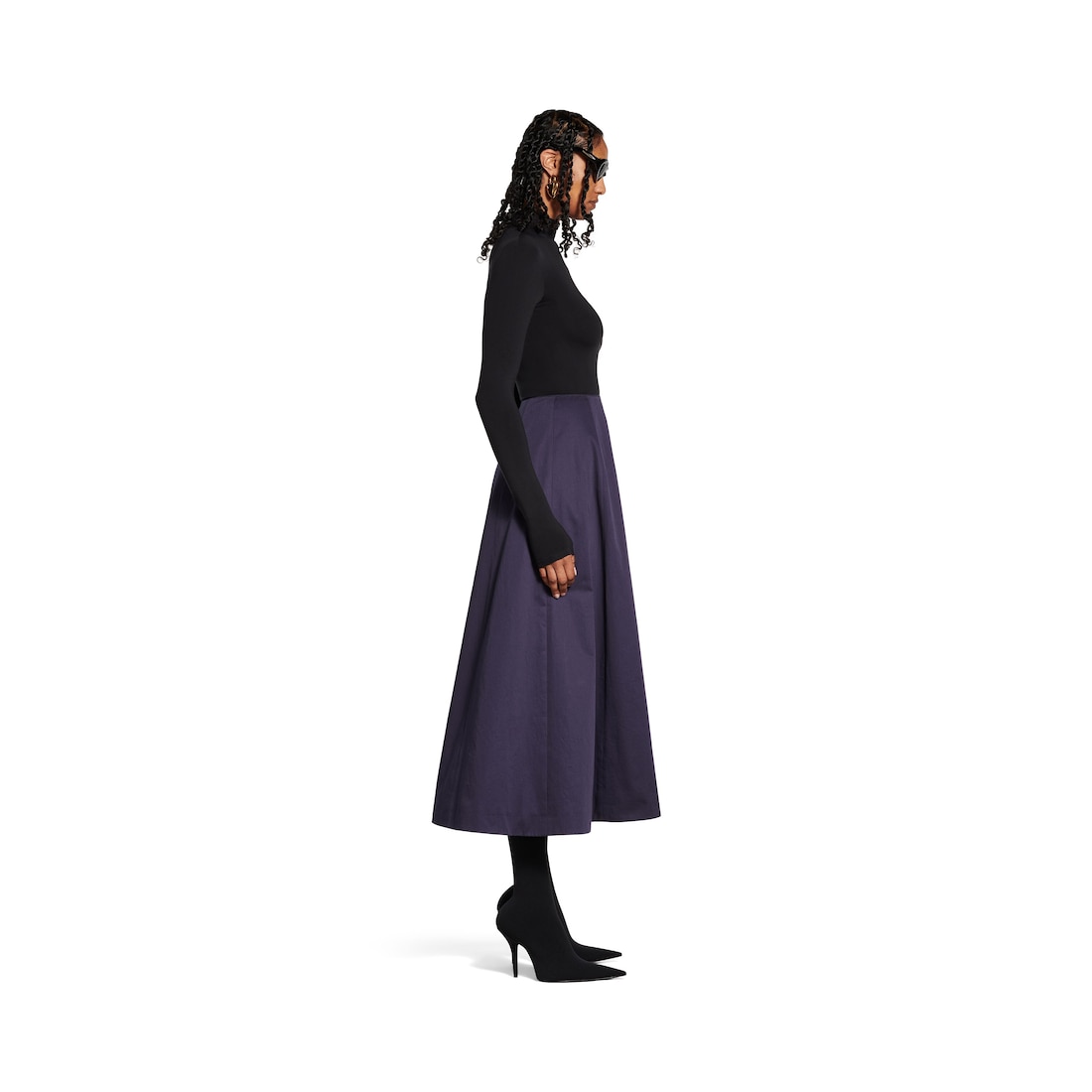 Balenciaga Falda Midi Para Mujer En Azul Marino Oscuro