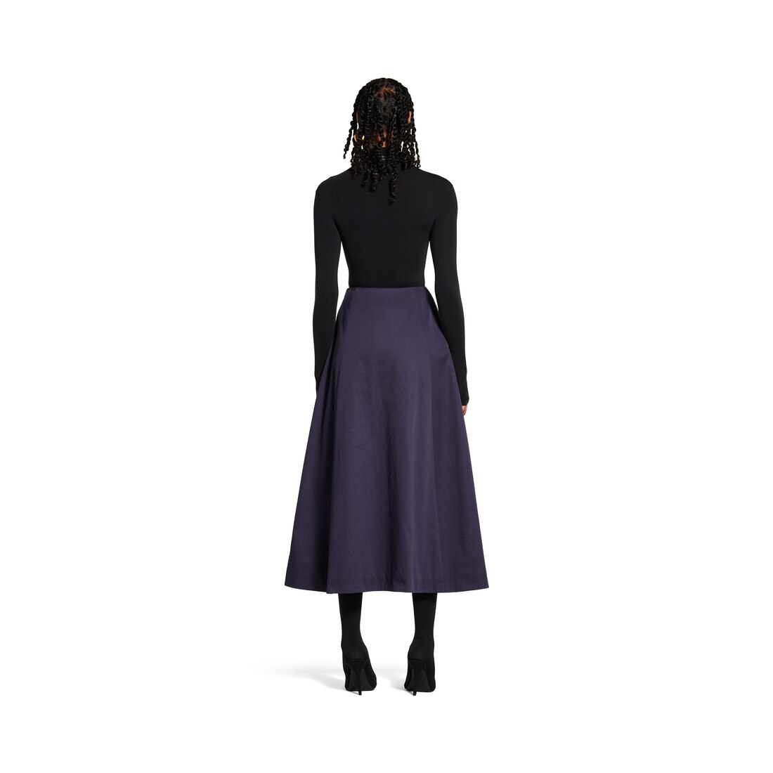 Balenciaga Falda Midi Para Mujer En Azul Marino Oscuro