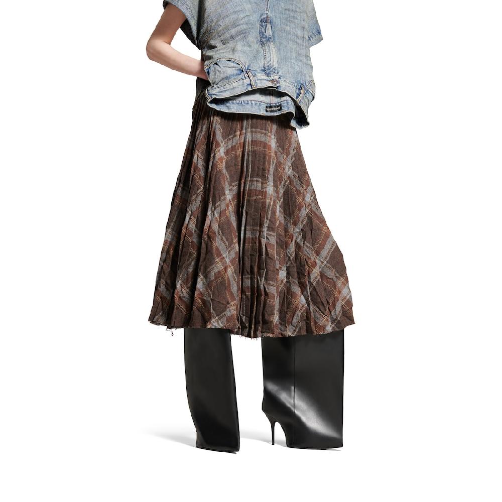 Balenciaga Falda Plisada Con Efecto Arrugado Para Mujer En Marrón