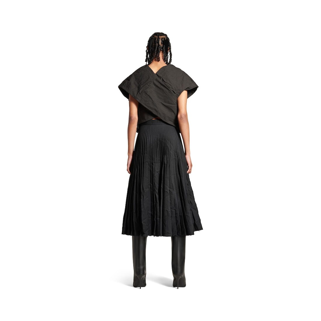 Balenciaga Falda Plisada Con Efecto Arrugado Para Mujer En Negro