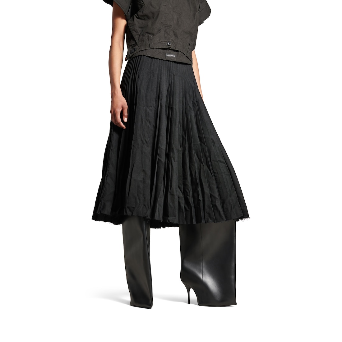 Balenciaga Falda Plisada Con Efecto Arrugado Para Mujer En Negro