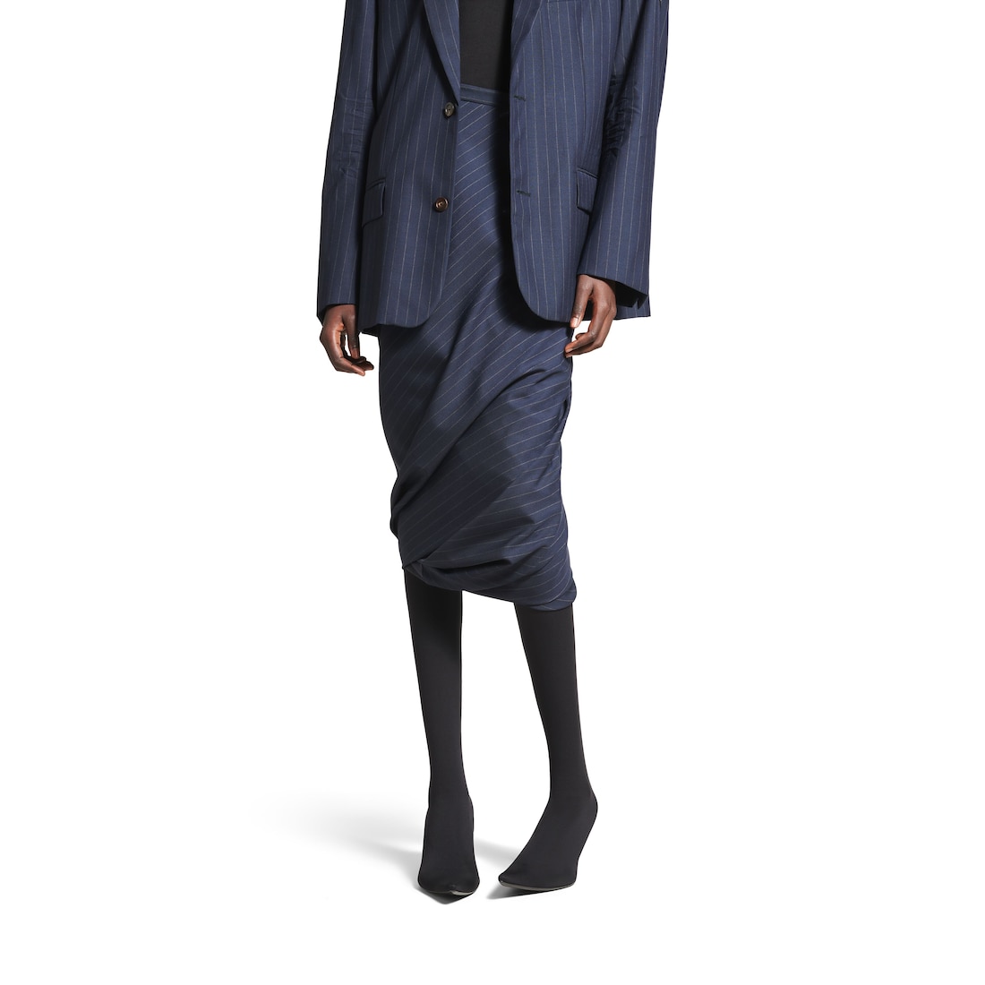 Balenciaga Falda Sastre Twisted Para Mujer En Azul Marino Oscuro