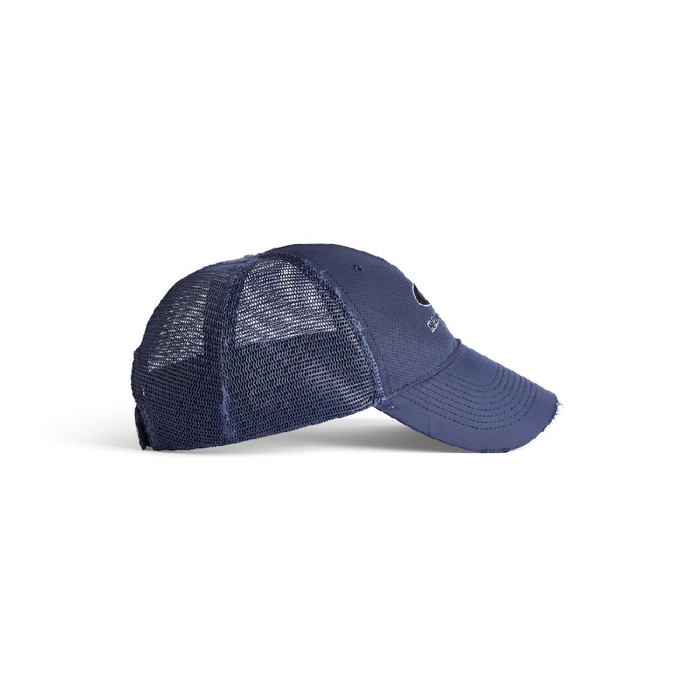 Balenciaga Gorra Trucker Perforada En Azul Marino/negro