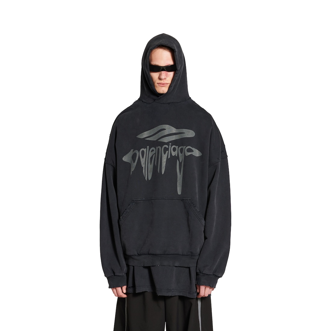 Balenciaga Hoodie 3b Liquified Large Fit Para Hombre En Negro/gris