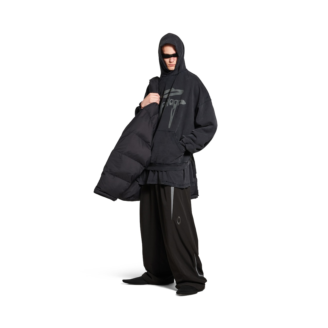 Balenciaga Hoodie 3b Liquified Large Fit para Hombre en Negro/gris