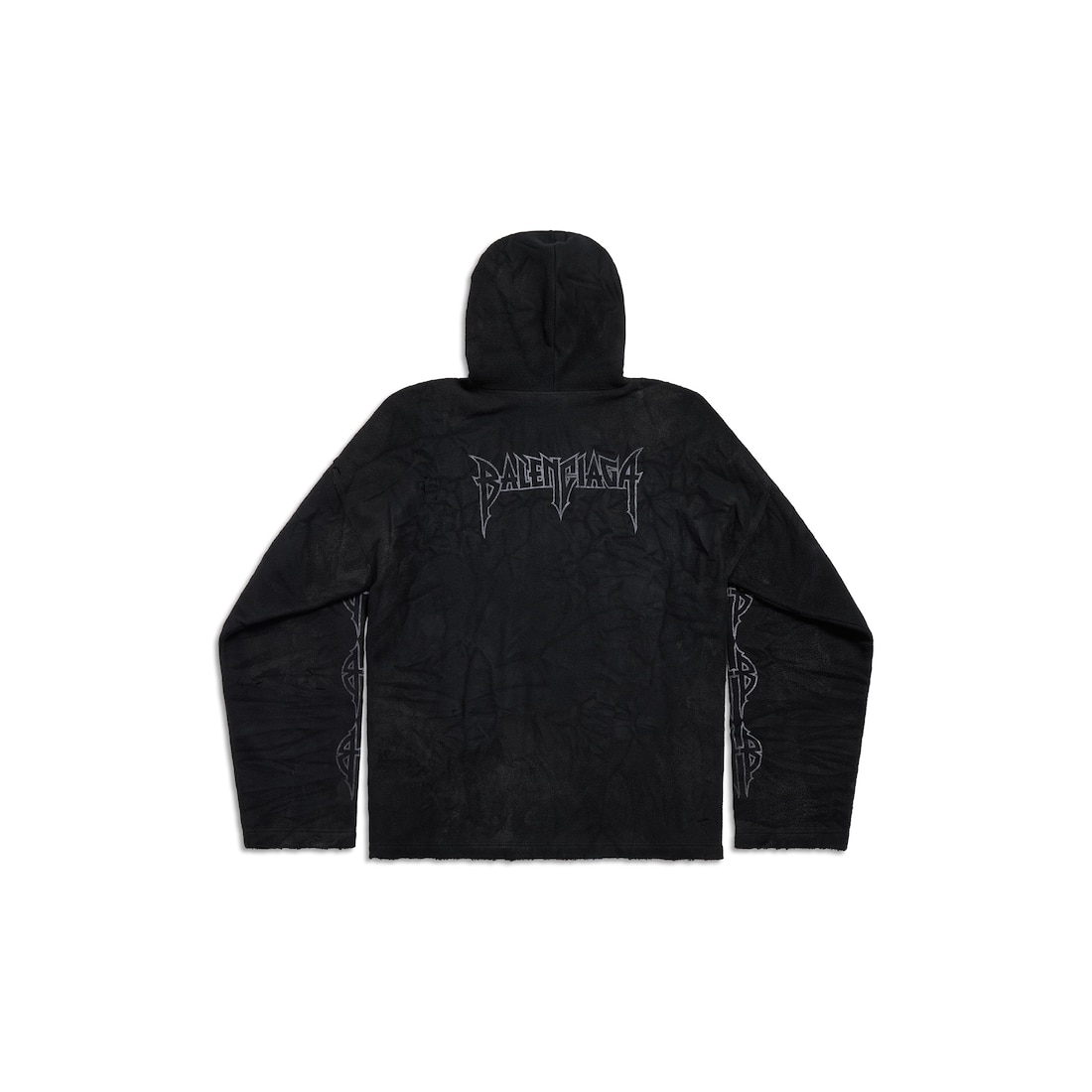 Balenciaga Hoodie Arrugada Paris Moon Large Fit En Negro