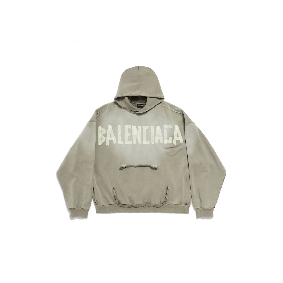 Balenciaga Hoodie Con Bolsillo Rasgado Tape Type Large Fit para Hombre en Verde Militar