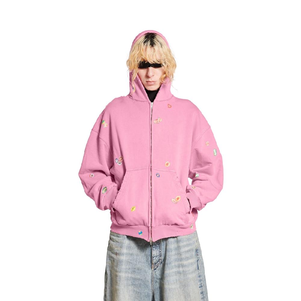 Balenciaga Hoodie Con Cremallera Fruity Regular Fit Para Mujer En Rosa