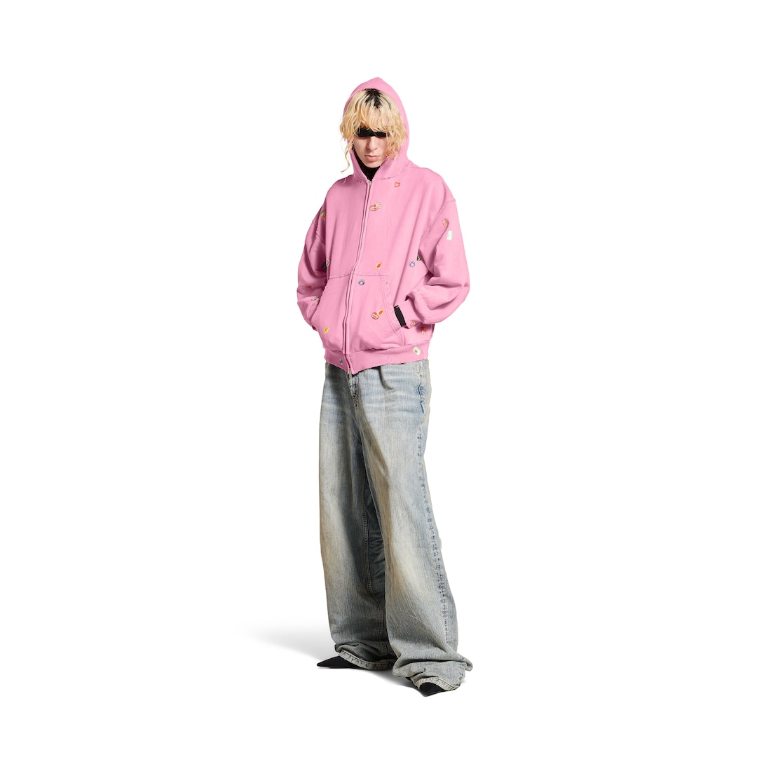 Balenciaga Hoodie Con Cremallera Fruity Regular Fit para Mujer en Rosa
