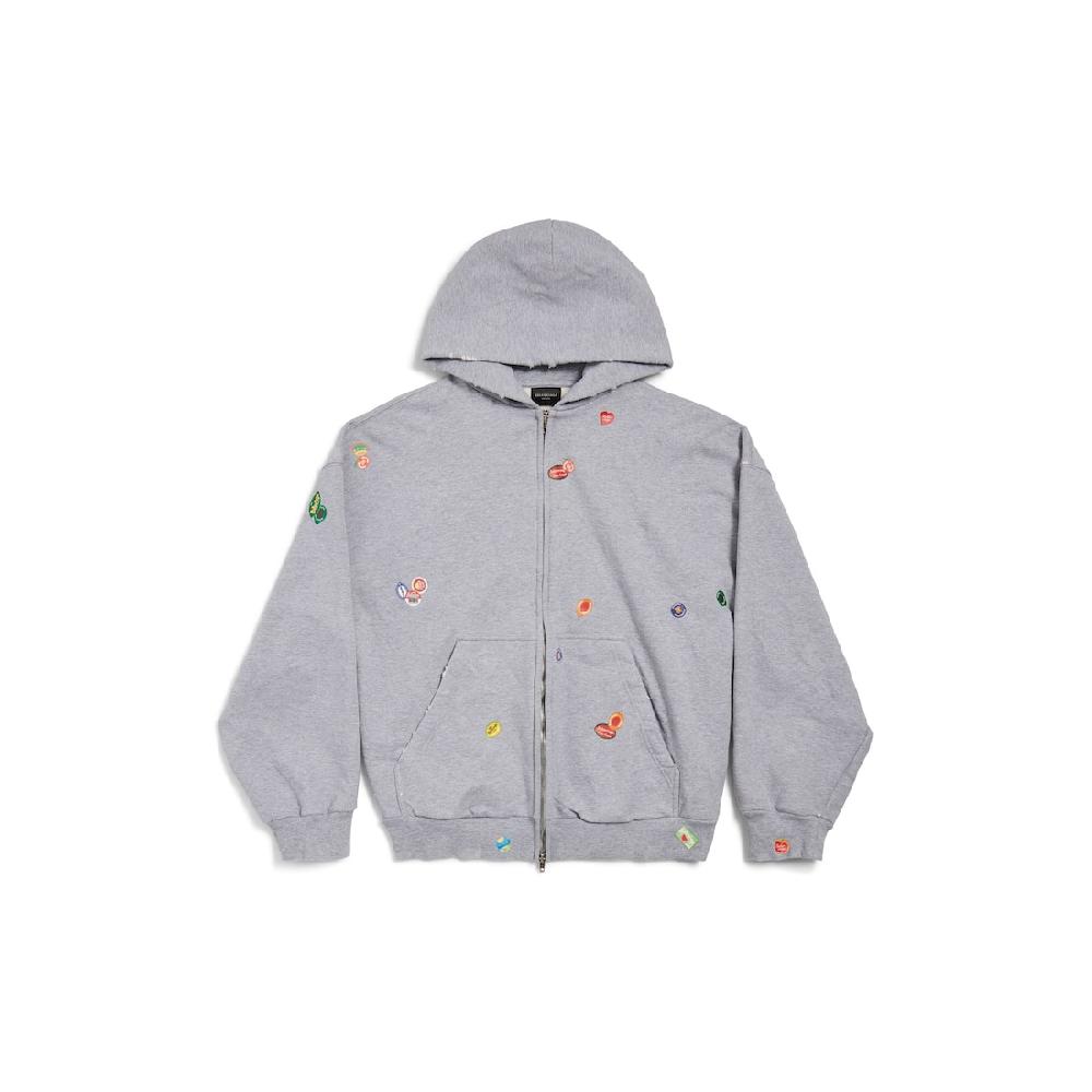 Balenciaga Hoodie Con Cremallera Fruity Regular Fit para Mujer en Gris
