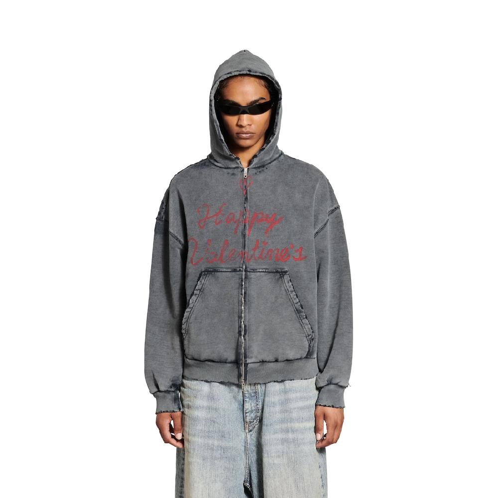 Balenciaga Hoodie Con Cremallera Lipstick Valentines Regular Fit Para Mujer En Negro Degradado