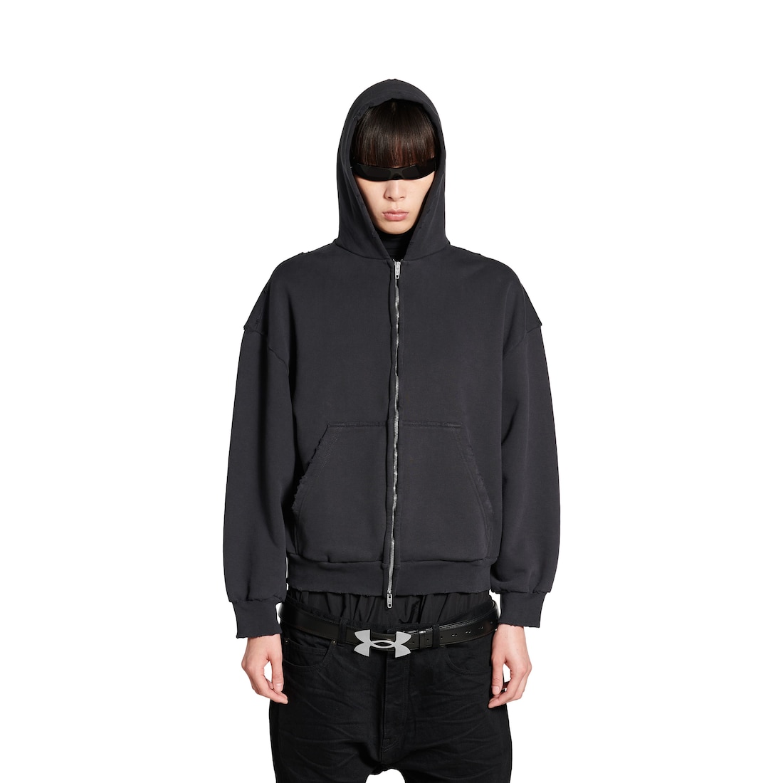 Balenciaga Hoodie Con Cremallera Painted Regular Fit Para Mujer En Negro Degradado