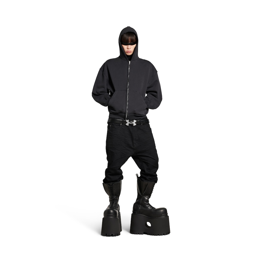 Balenciaga Hoodie Con Cremallera Painted Regular Fit para Mujer en Negro Degradado