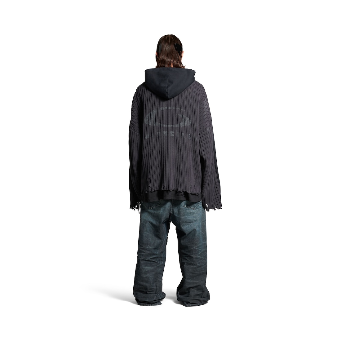 Balenciaga Hoodie Con Cremallera Patched Para Hombre En Negro/azul