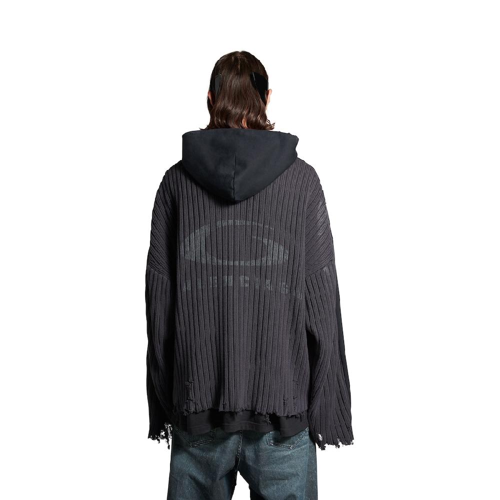 Balenciaga Hoodie Con Cremallera Patched Para Hombre En Negro/azul