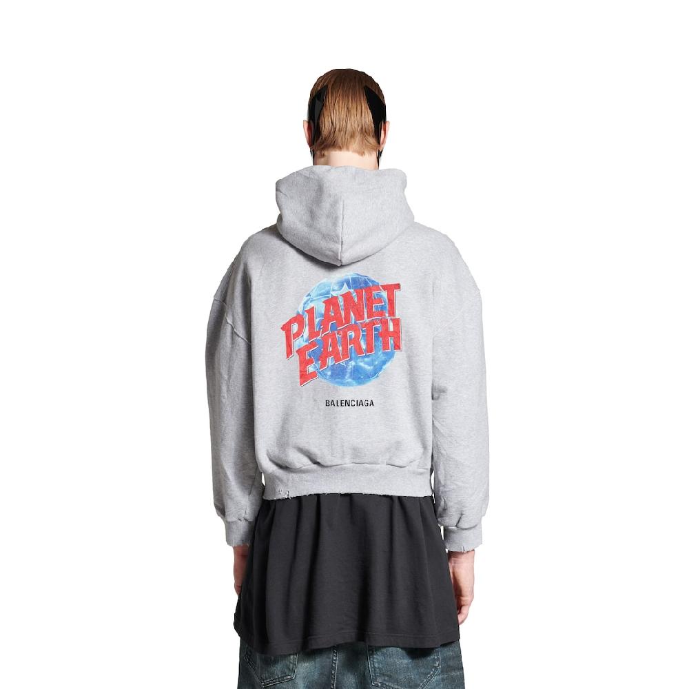 Balenciaga Hoodie Con Cremallera Planet Earth Regular Fit Para Hombre En Gris