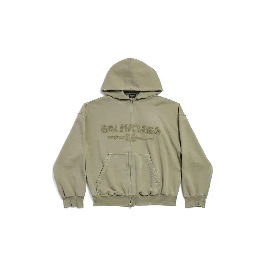 Balenciaga Hoodie Con Cremallera Regular Fit para Mujer en Verde Militar