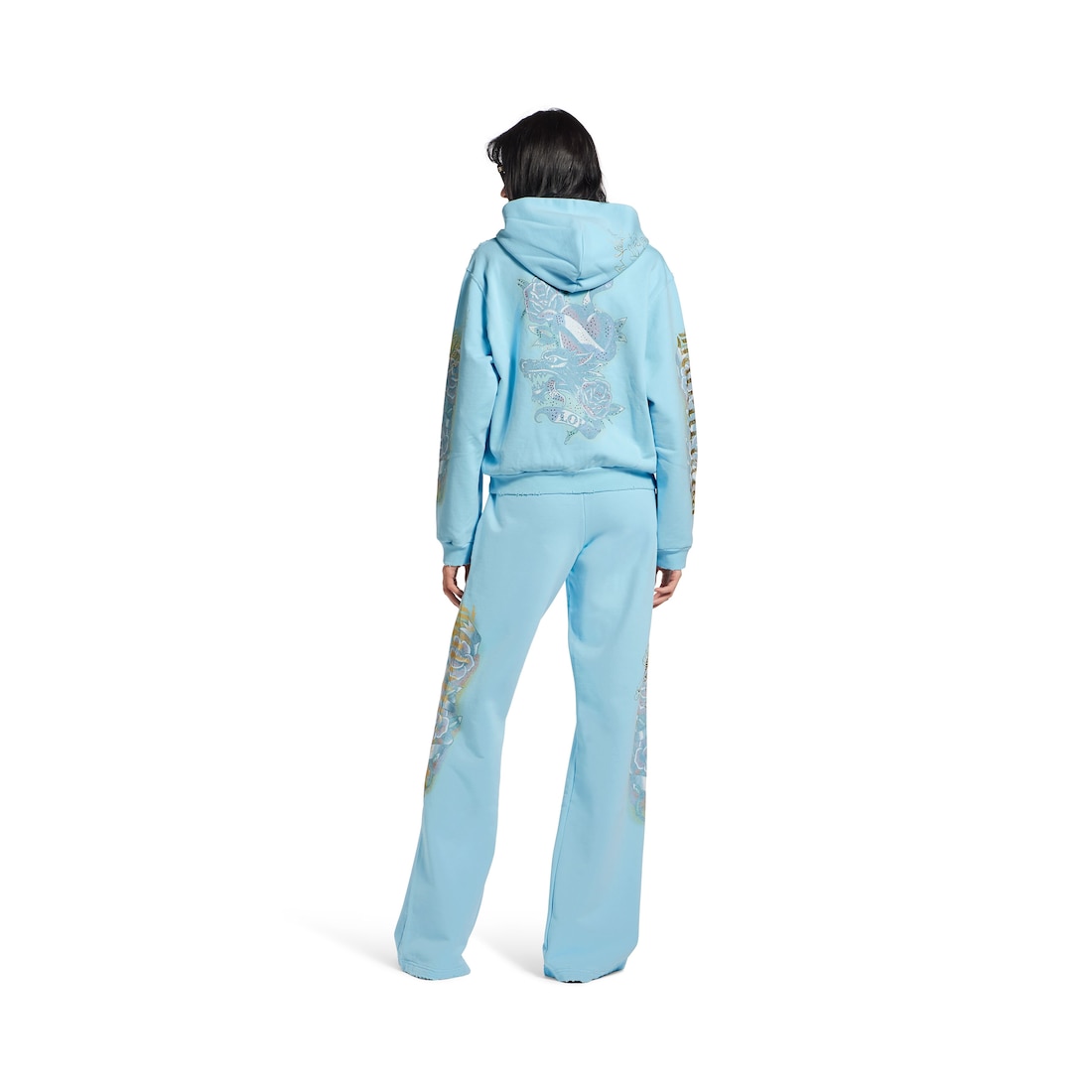 Balenciaga Hoodie Con Cremallera Tacky Tattoo Small Fit Para Mujer En Azul Claro