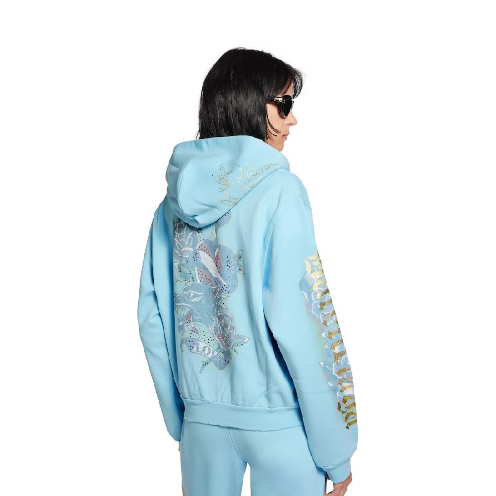 Balenciaga Hoodie Con Cremallera Tacky Tattoo Small Fit Para Mujer En Azul Claro