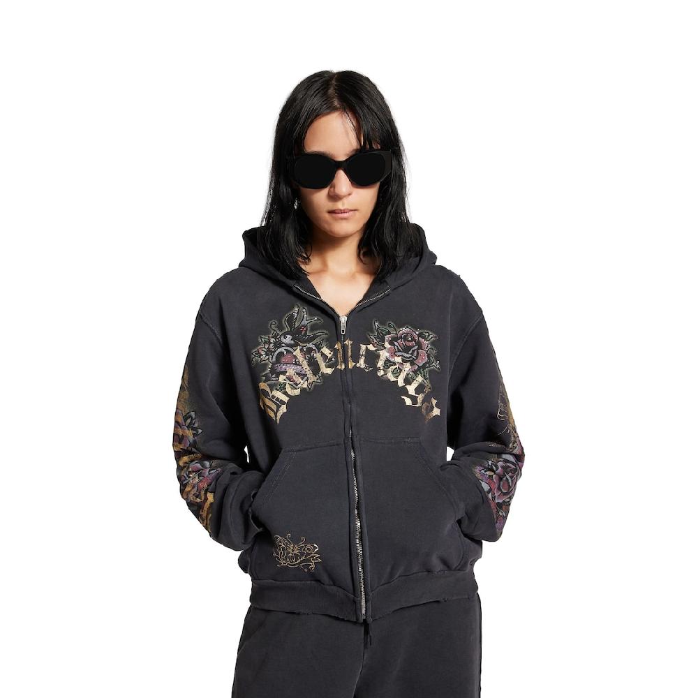 Balenciaga Hoodie Con Cremallera Tacky Tattoo Small Fit Para Mujer En Negro Degradado