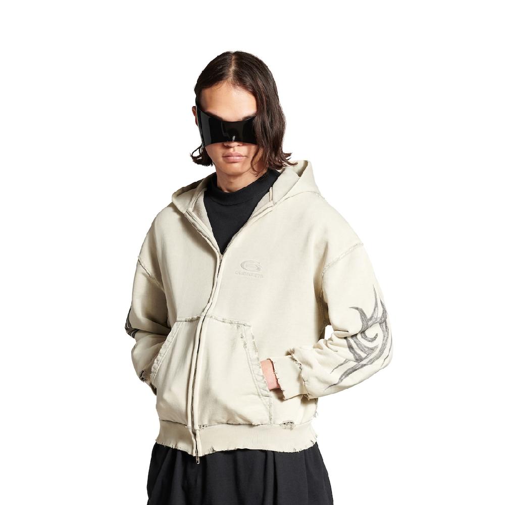 Balenciaga Hoodie Con Cremallera Y2k Regular Fit Para Hombre En Beige Claro