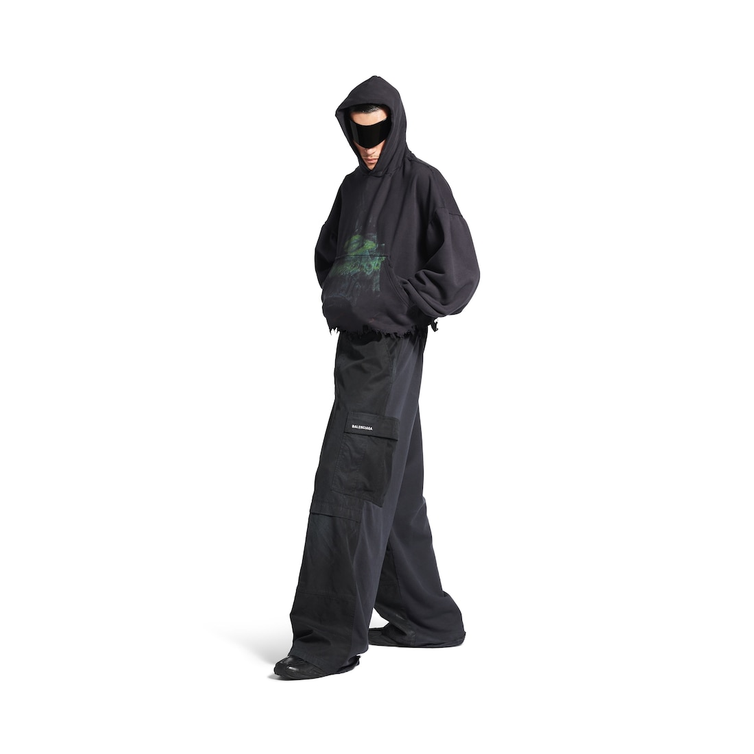 Balenciaga Hoodie Cropped Diy Imprint En Negro Degradado