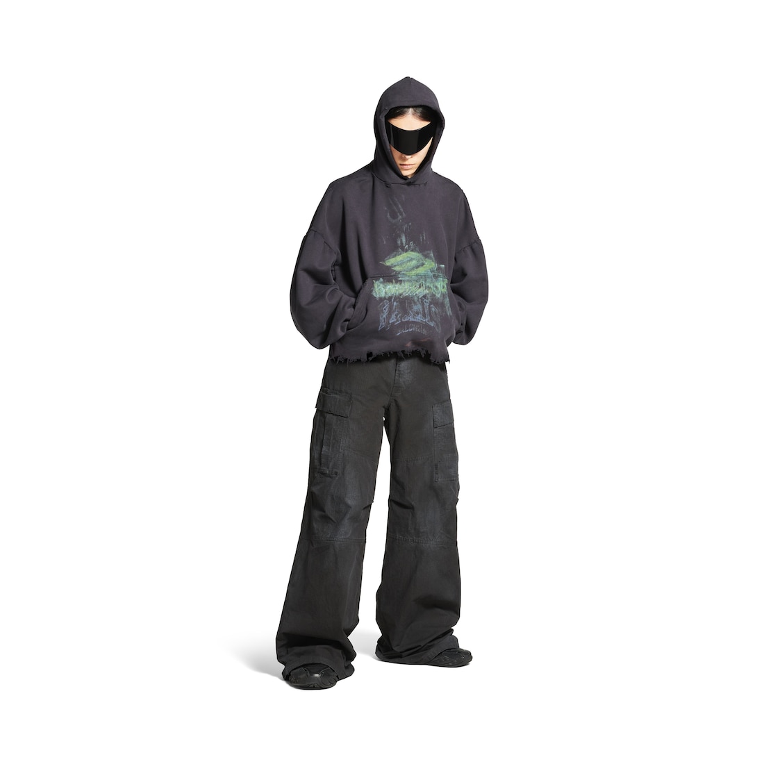 Balenciaga Hoodie Cropped Diy Imprint en Negro Degradado