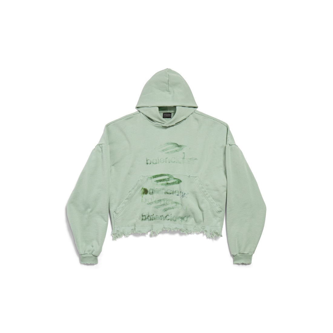 Balenciaga Hoodie Cropped Diy Imprint en Verde Salvia