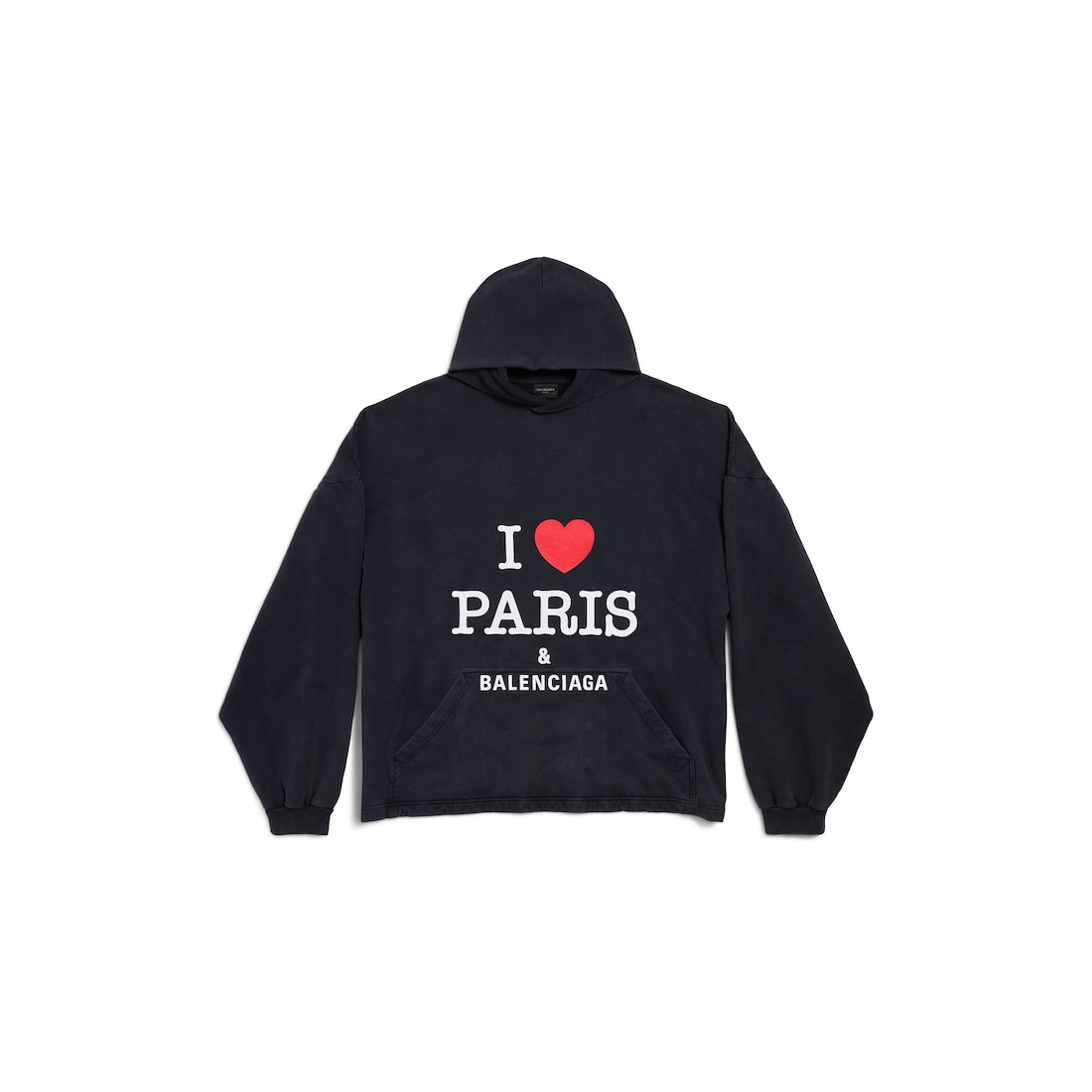 Balenciaga Hoodie Cropped I Love Paris & Balenciaga Oversize para Mujer en Negro Degradado