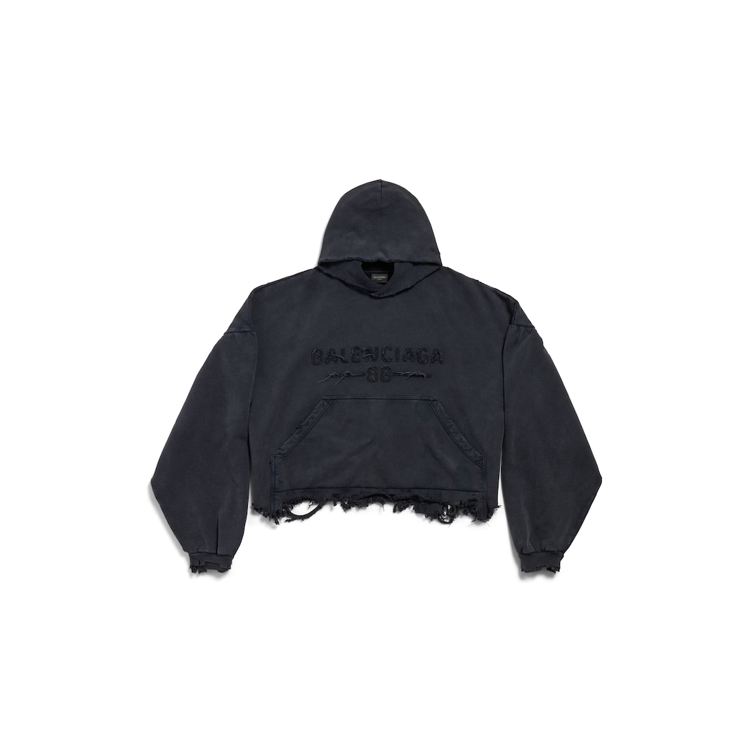 Balenciaga Hoodie Cropped para Mujer en Negro Degradado