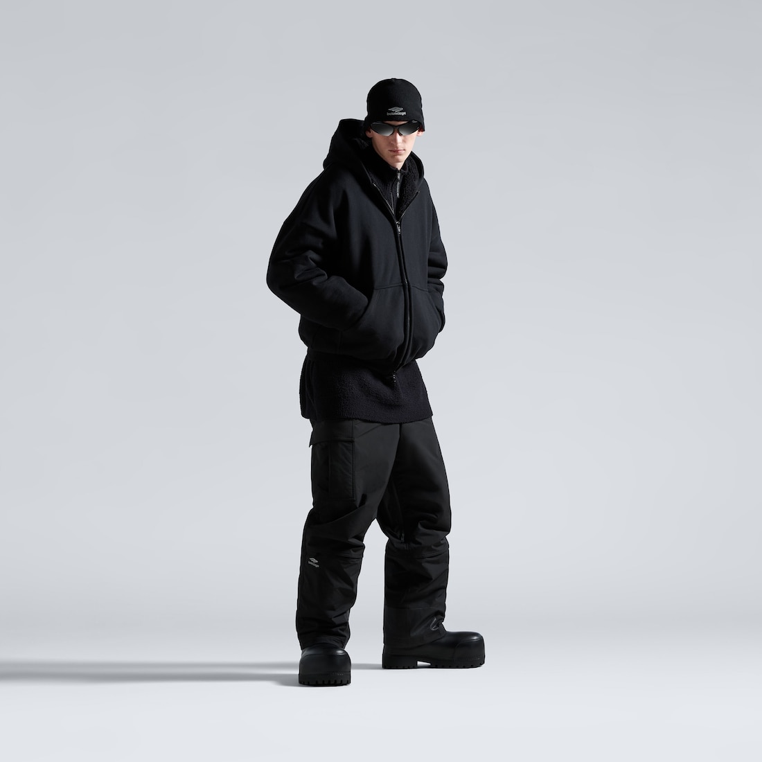 Balenciaga Hoodie De Abrigo Con Cremallera 3b Sports Icon en Negro