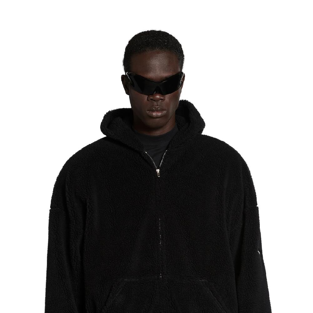 Balenciaga Hoodie De Abrigo Con Cremallera Oversize En Negro