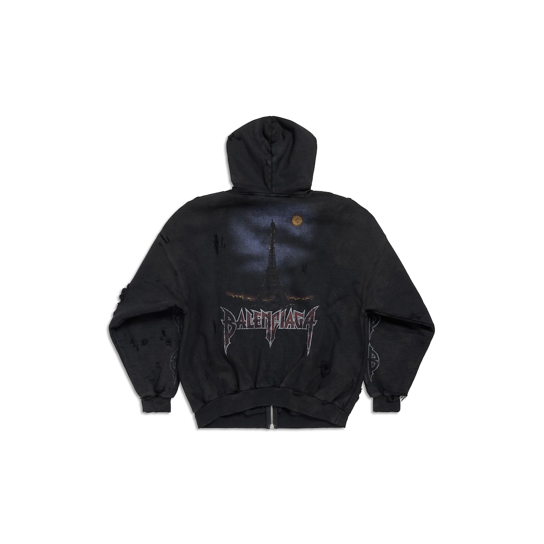 Balenciaga Hoodie De Abrigo Con Cremallera Paris Moon Oversize En Negro Degradado