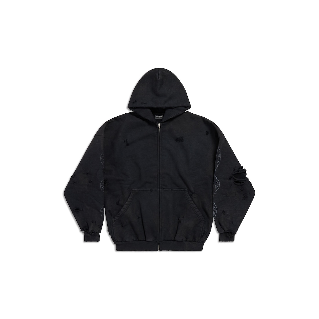 Balenciaga Hoodie De Abrigo Con Cremallera Paris Moon Oversize en Negro Degradado