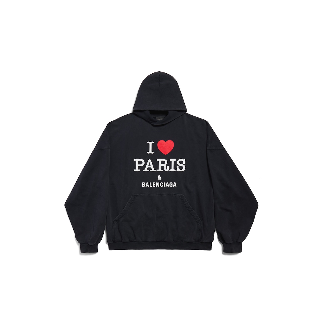Balenciaga Hoodie I Love Paris & Balenciaga Large Fit en Negro Degradado