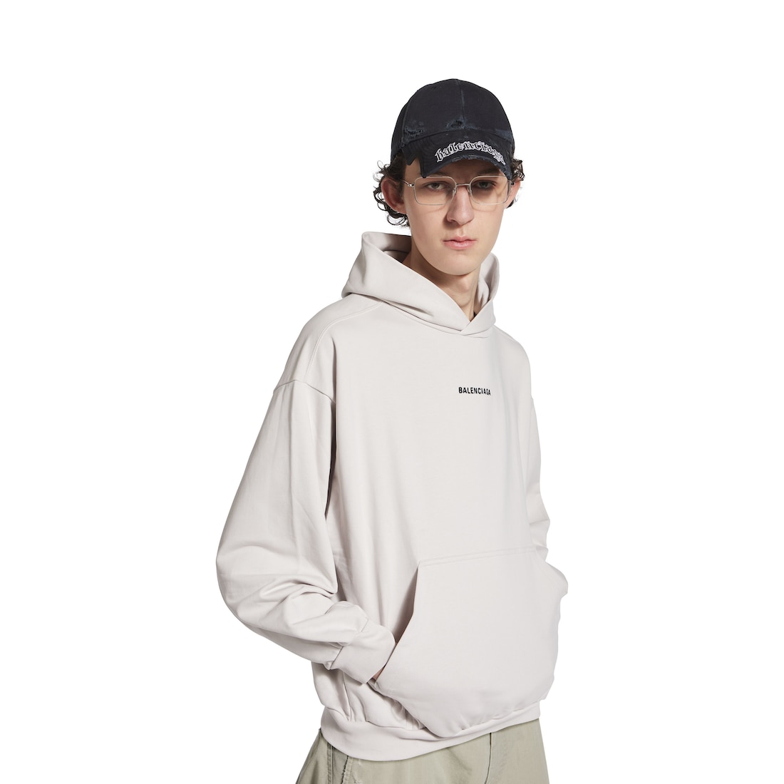 Balenciaga Hoodie New Balenciaga Back Medium Fit En Blanco Roto