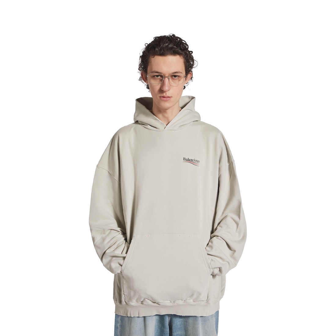 Balenciaga Hoodie Political Campaign Large Fit En Blanco Roto
