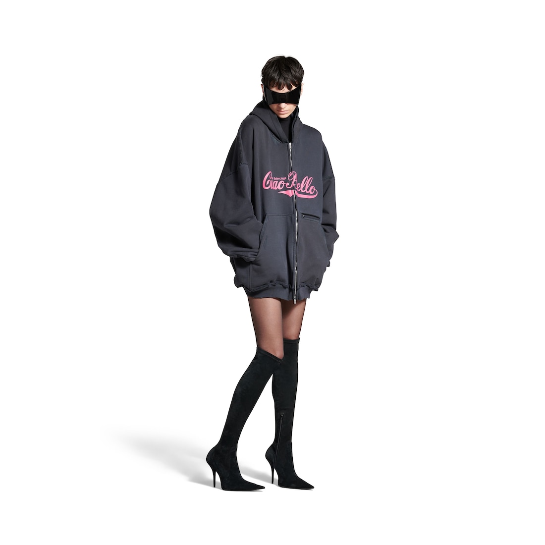 Balenciaga Hoodie Pulled Ciao Bello Large Fit para Mujer en Negro
