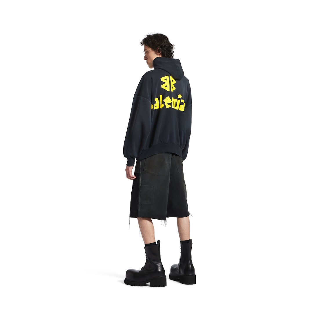 Balenciaga Hoodie Ripped Pocket Tape Type Oversized En Negro Degradado
