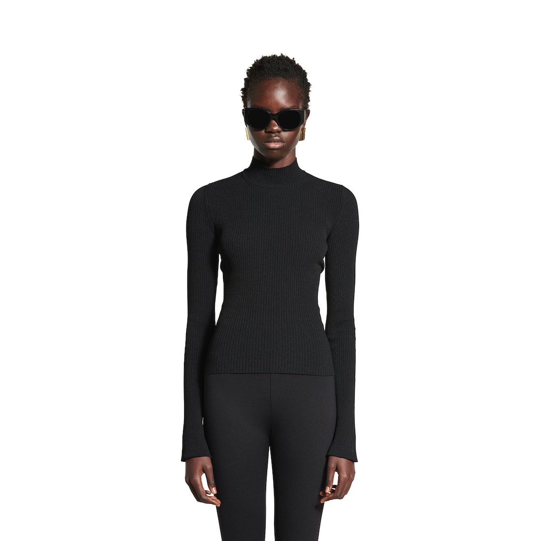 Balenciaga Jersey Con Cuello Cisne Ajustado Con Lazos Para Mujer En Negro