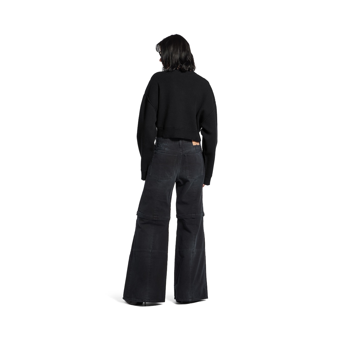 Balenciaga Jersey Con Cuello Redondo Cropped - Para Mujer En Negro